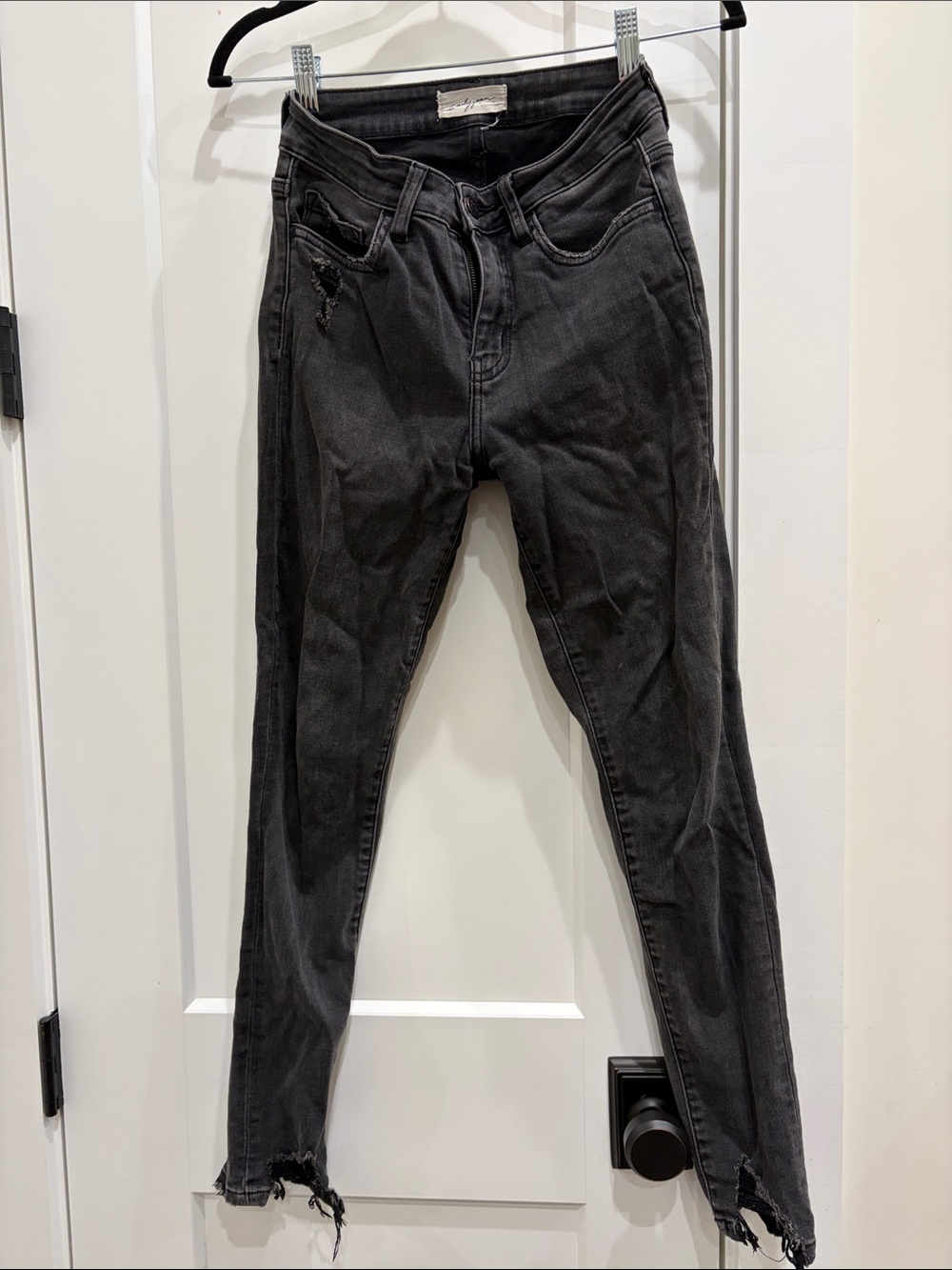 Carly Jean Los Angeles Black Distressed Skinny Jeans